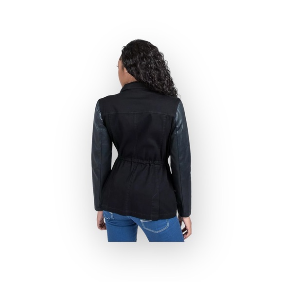 Macy’s Poetic Justice Women's Vegan Leather Anorak Jacket - Sz. Small - Picture 3 of 5